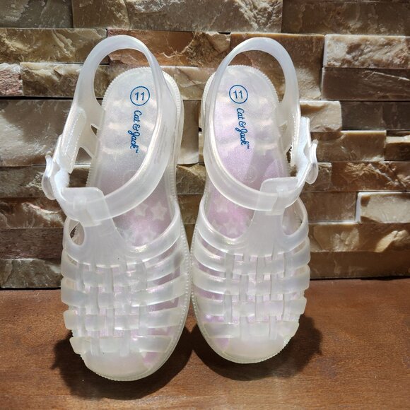 Cat & Jack Iridescent Pearl Jelly Sandal Size 11 - Picture 2 of 4